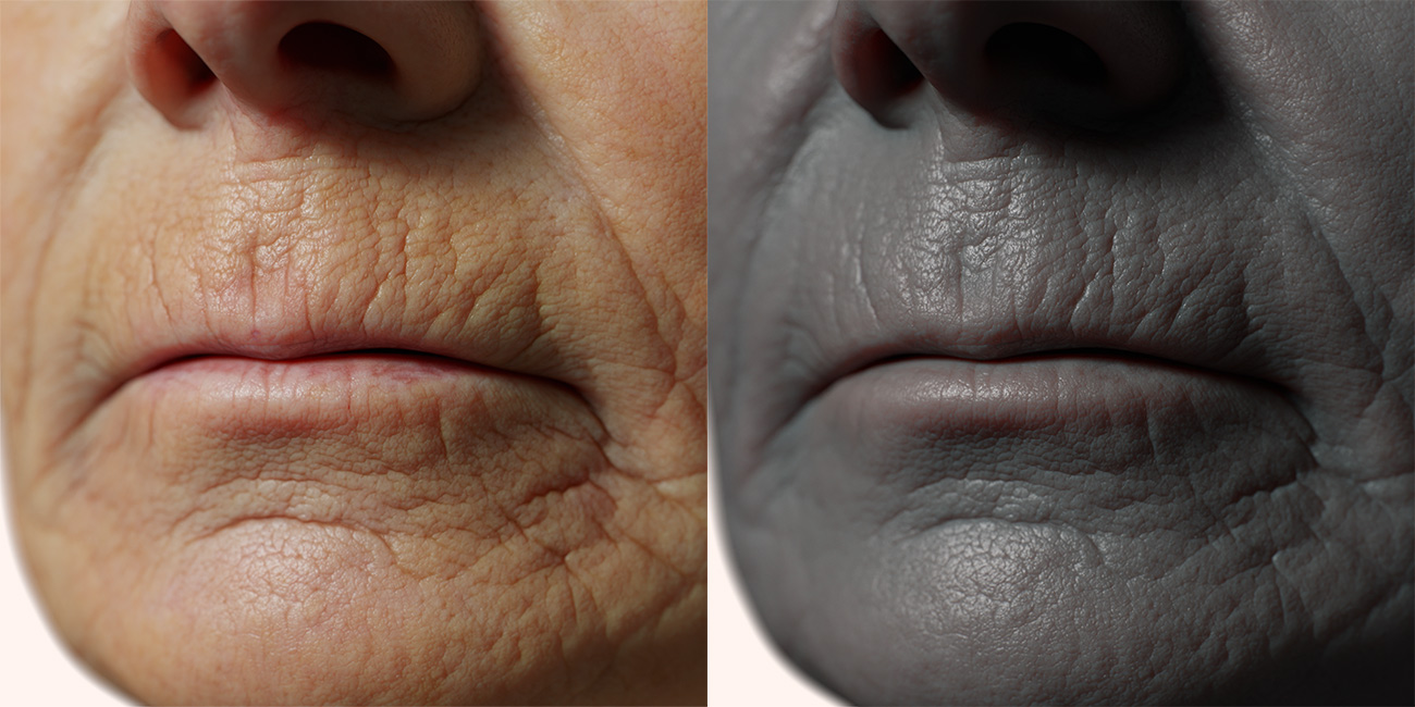 Female head scan skin pore details 